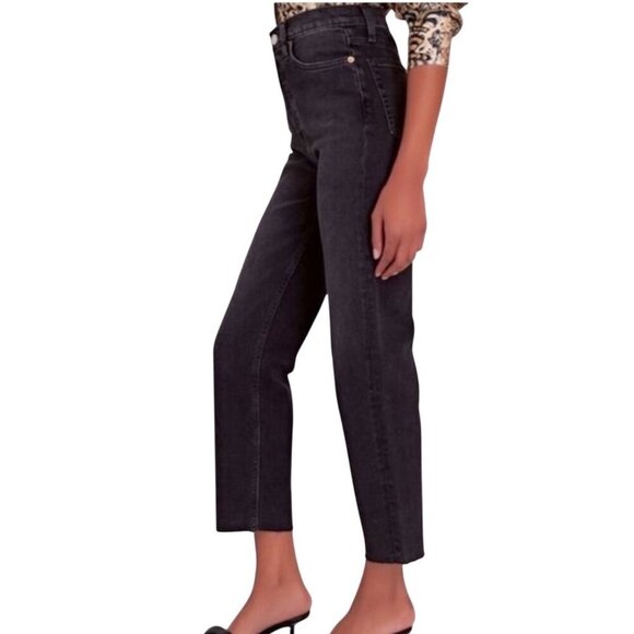 Re/Done Womens High-Rise Straight Leg Black Denim Jeans Size 29 - Picture 5 of 9